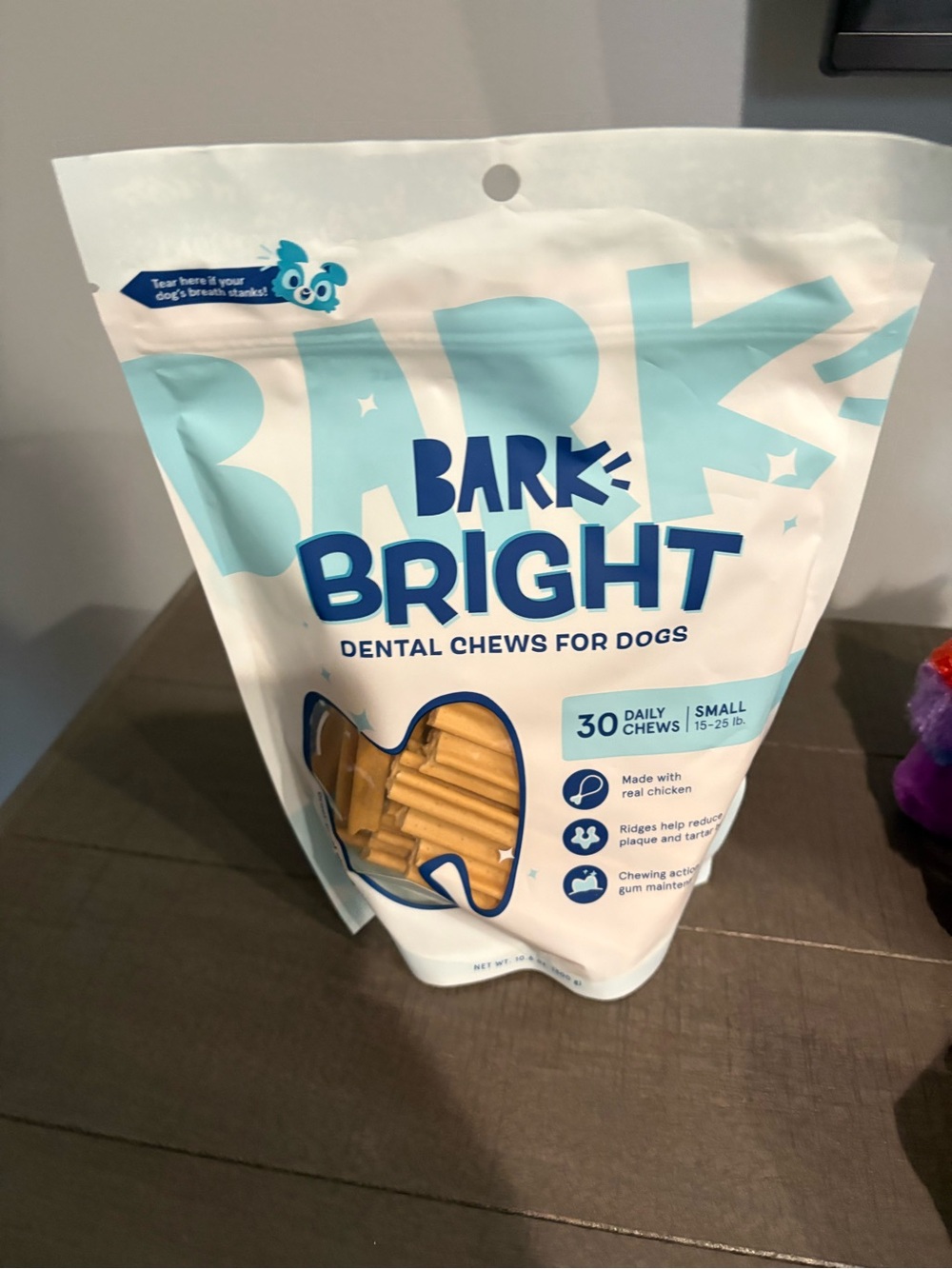 Bark Bright Dental Chews for Dogs - White & Light Blue Packaging